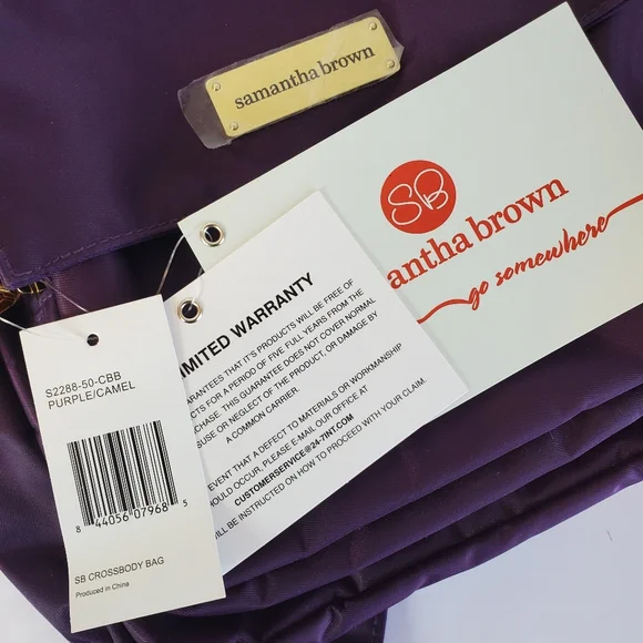 Samantha Brown Messenger Crossbody Bag Purple NEW Travel Bag - Picture 3 of 7